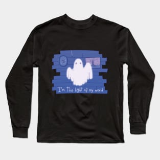 Cute Positive Ghost Light in Hunted Blue House Long Sleeve T-Shirt